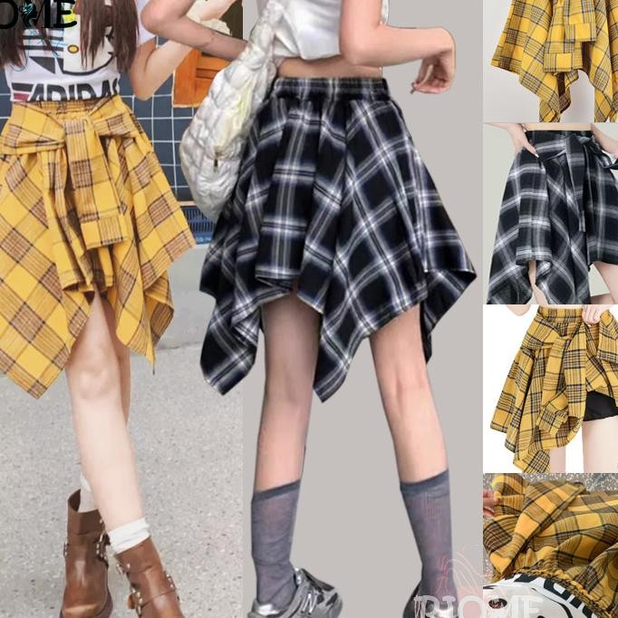 Retro Pinggang Tinggi Olahraga Hiphop Spice Girl Dance Rok Pendek Rok Tidak Beraturan Pinggang Karet