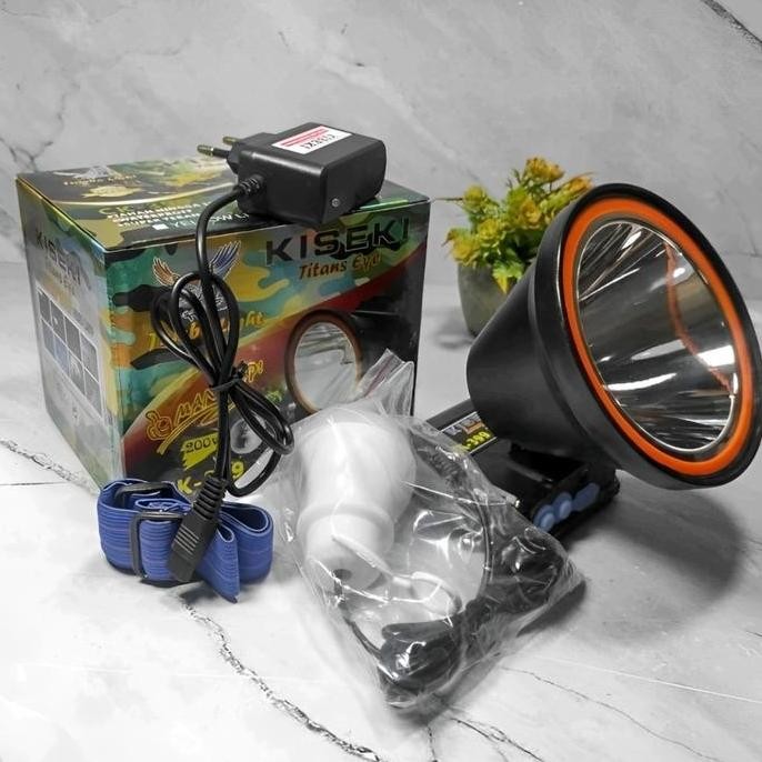 Senter Kepala 200Watt Kiseki Ck-399 Gratis Bohlam Led | Headlamp Diving Flashlight Cahaya Putih Supe