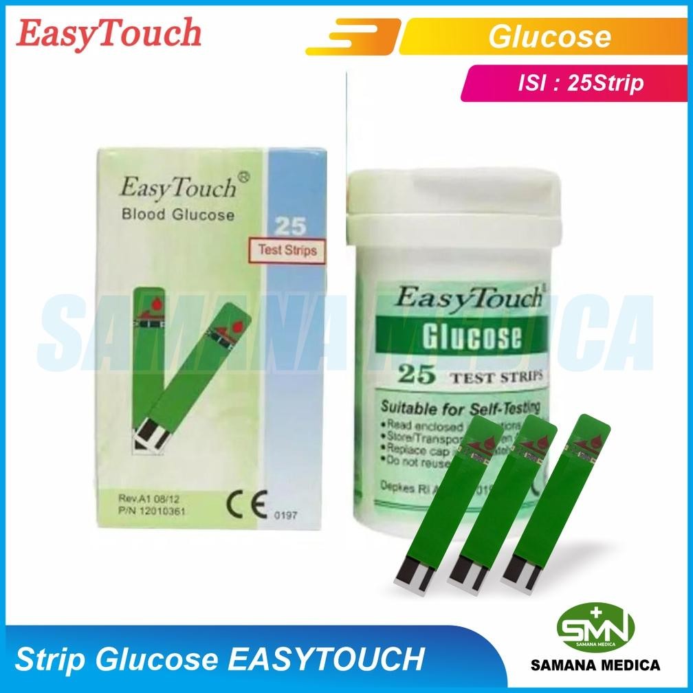 Easytouch Strip Glukosa Tes Gula Darah isi 25 pcs Refill Stik Easy Touch GCU 3 in 1 Dengan Chip FREE