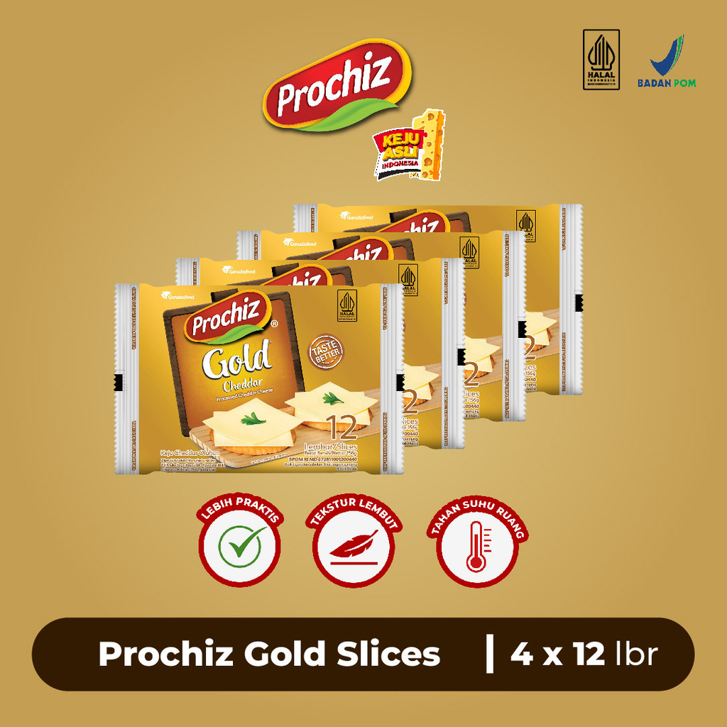 

PROCHIZ Gold Keju Slice 12 slice x 4