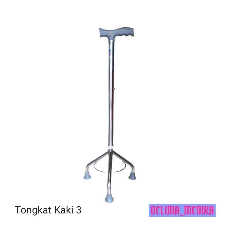Tongkat Kaki 3 Alat Bantu Jalan OrangTua / Tongkat Jalan Lansia Kaki 3 Stainless Steel MURAH