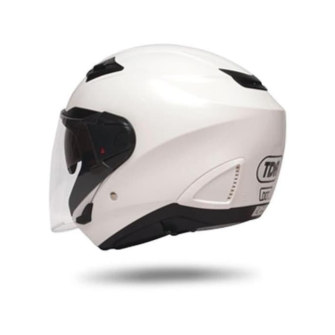 Helm Tdr Xd-611 Pearl White Half Face Double Visor