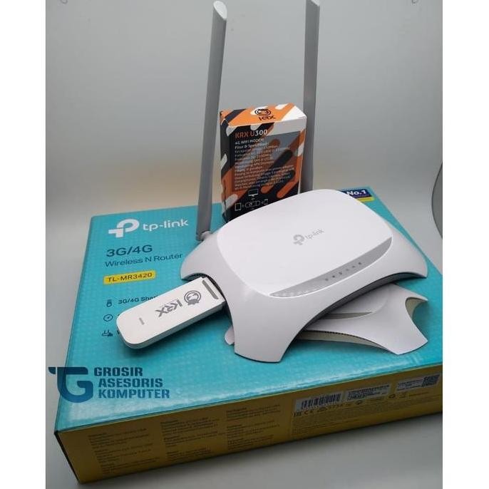 Promo Paket Router Wifi Hotspot Tplink Mr3420 + Modem Krx U300 4G Lte Unlock