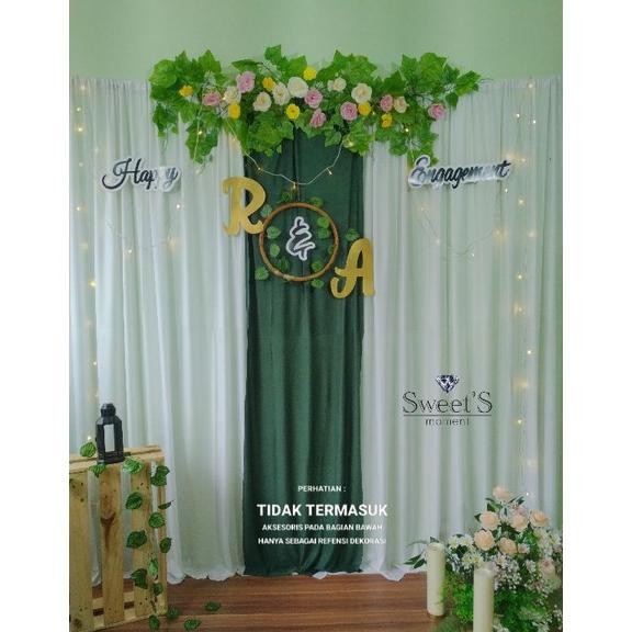 Dekorasi lamaran paket backdrop tunangan wedding akad simple ukuran 2,5 meter