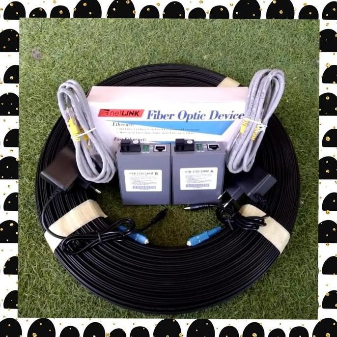 TERMURAH - Paket kabel  fiber optik 200M 1core 3seling netlink htb 3100 A+B single mode 10/100 sepas
