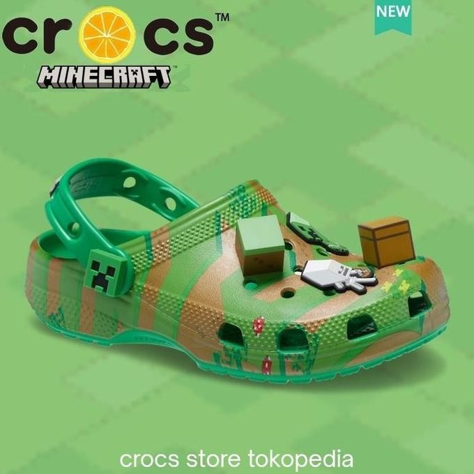 Sandal Crocs Classic Minecraft Elevated Clog Kid / Sendal Anak