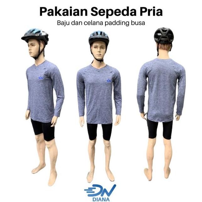 Set Pakaian Bersepeda Pria Celana Sepeda Padding Busa Dan Baju Sepeda