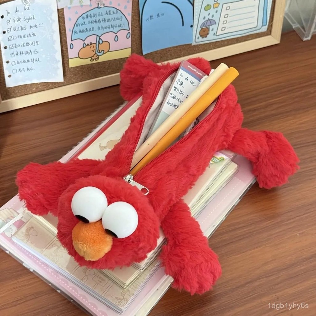 

Cute elmo Plush Pencil Case Stationery Storage Bag Niche Large Capacity Portable Pencil Box for Primary and High School Students 8X1J