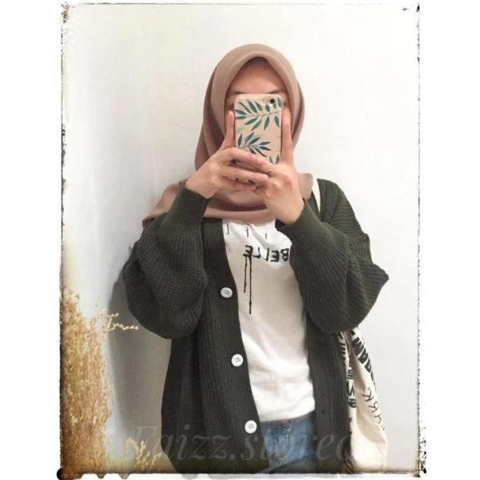 Baju Cardigan Outer Salur Rajut Hitam Polos V Neck Oversize Kancing Depan Auther Vintage Denim Lilac