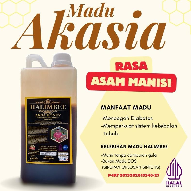 

(Terbaru) Madu Asli Hutan Murni Nektar Akasia Carva Hitam Manis Grad A SUPER 1kg - Halimbee (Terlaris)