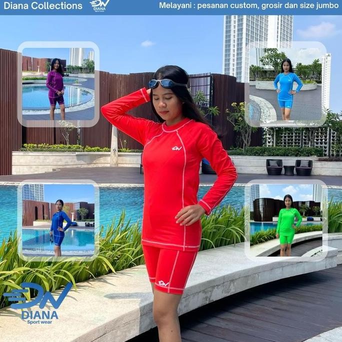 SETELAN RENANG WANITA/SETELAN RENANG WANITA LENGAN PANJANG/BAJU RENANG DEWASA/BAJU RENANG LENGAN PAN