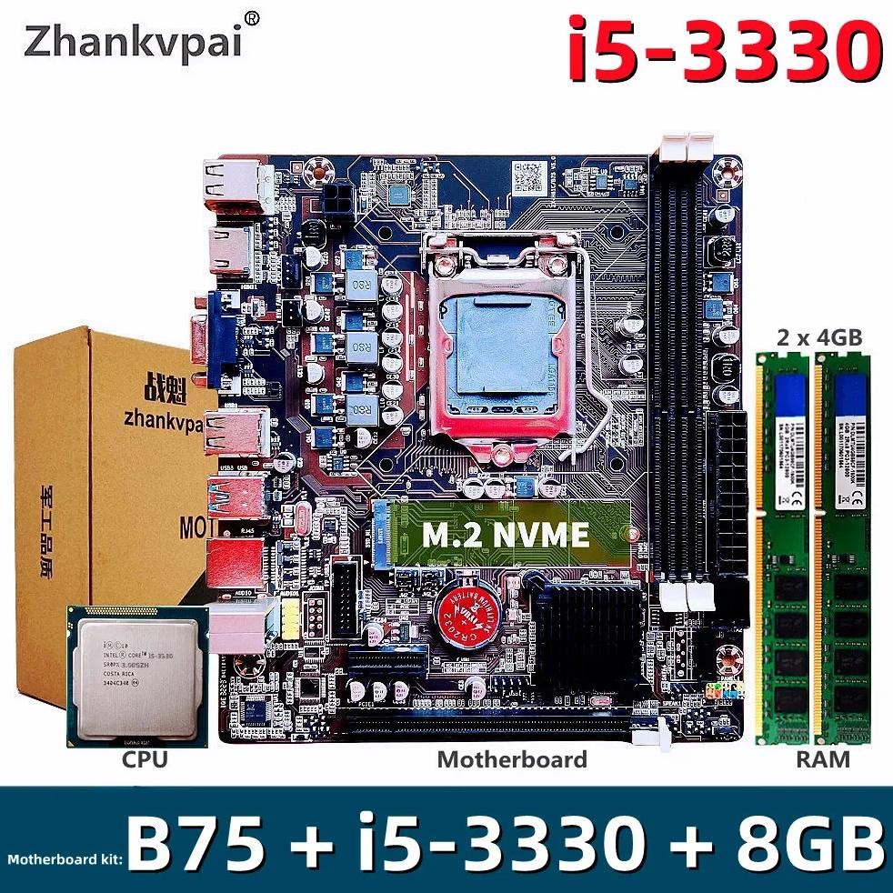 B75 Motherboard Lga 1155 Intel Core 3.0Ghz  Quad Core I5-3330 Cpu Ddr3 8Gb Memory M.2 Nvme Desktop C