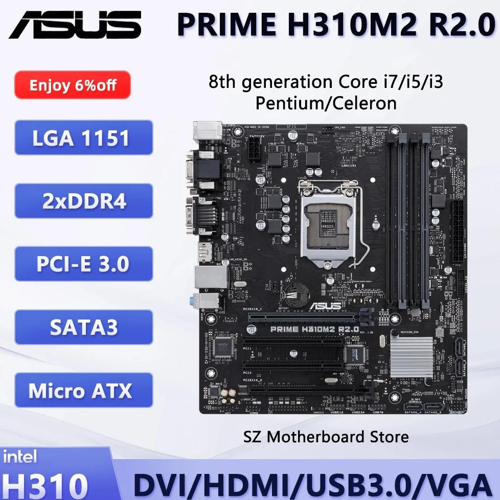 Prime H310M2 R2.0 Asus Atx Motherboard Intel B360 For Lga 1151 Intel Core I3-8100 9100F I5-8400 9400