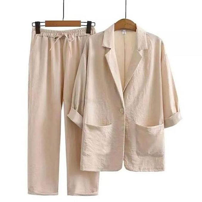 Setelan blazer celana kulot kerja wanita