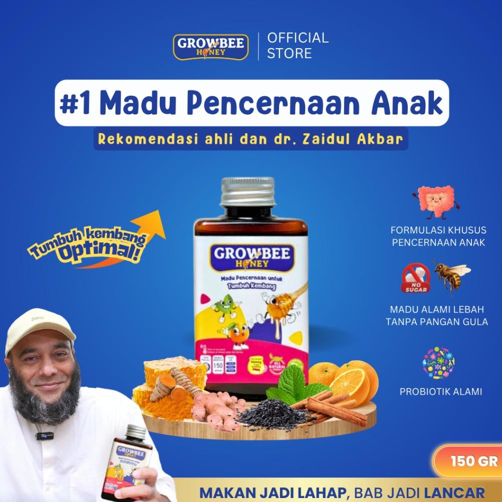 

(Terbaru) GROWBEE Honey - Madu Pencernaan Anak Rekomendasi dr Zaidul Akbar - 150 gram (Terlaris)