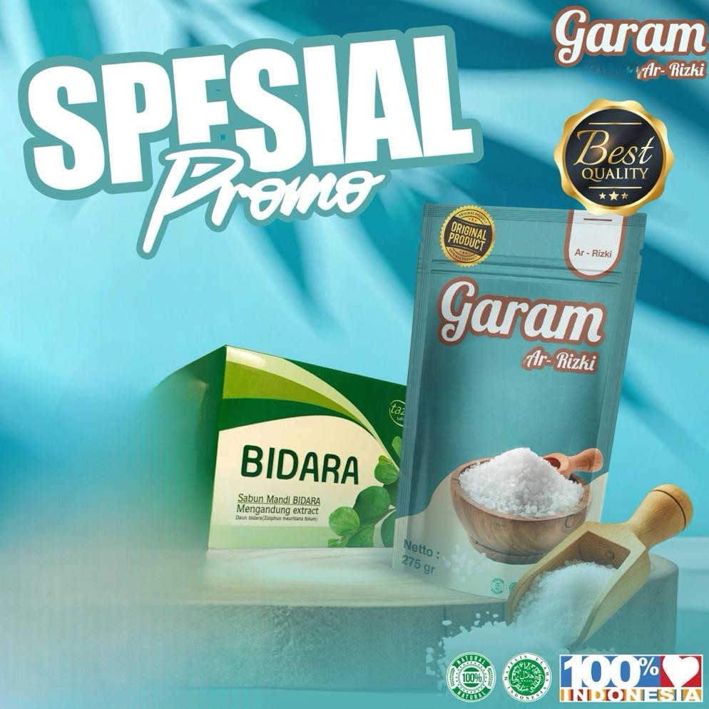 

(Terbaru) Garam Herbal Daun Kelor ArRizki Kemasan 275gr | Garam Terapi | Bonus Sabun (Terlaris)