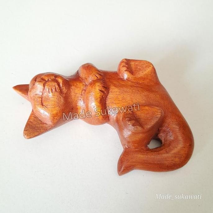 *#*#*#] Patung kayu kucing tidur mini ukiran handmade Bali