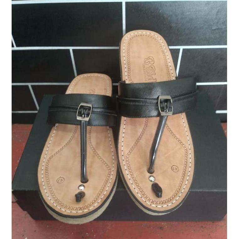 ```````] Sandal kulit asli terompah karet