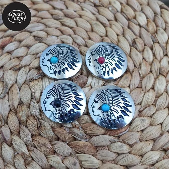 

#####] Large Concho Head Chief Indian Bead Screw Back Leather DIY Accessories