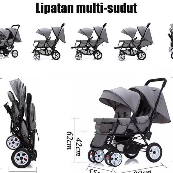 Stroller Kembar Stroller Baby Kereta Stroller Twin Bayi Double Stroller Kereta  Dorongan