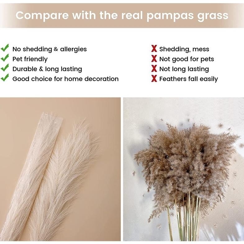 Termurah 12 Batang Daun Kering Pampas Bulu | Pampas Rayung Lokal Gratis Ongkir