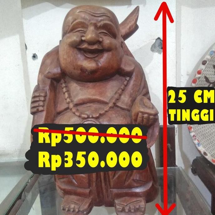 $$$$] patung kayu budha/budha tertawa/maiteraya budha/happy budha/buda