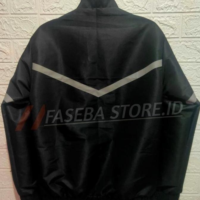 jaket bomber pria model will hitam polos lis scotlet nyala