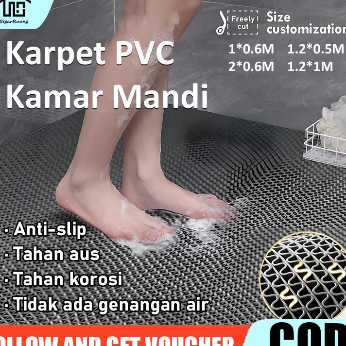CodKeset Kamar Mandi Anti Slip Pvc Tebal 100X120Cm Alas Kamar Mandi Jaring Anti Licin Keset Lantai M