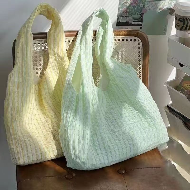 STARDUST BAG Untuk  Wanita Tas Besar Tas Bahu Kotak-Kotak Hijau Mint  Tas Jinjing Serbaguna Berkapas