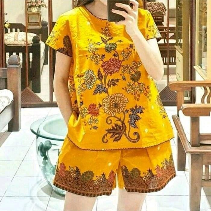 Viral Unggul Batik Setelan Celana Pendek Wanita  Ld 105 & 120 Ve29