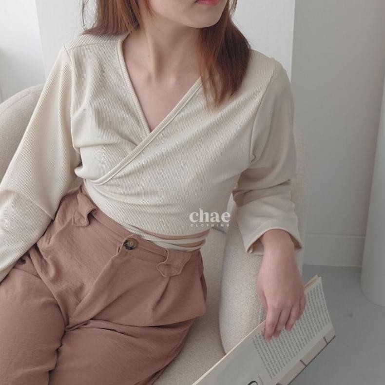 Bisa COD Yuna Wrap Top / Knit Crop Top / Crop Tied Top / Wrapped Top / Knit Wrap Top / Tied Top / Ti