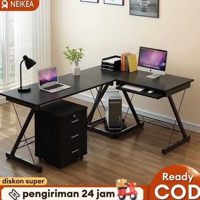 Meja Kantor L Meja Belaja Meja Kantor Meja Komputer Meja Kerja Meja Laptop - L Hitam Co