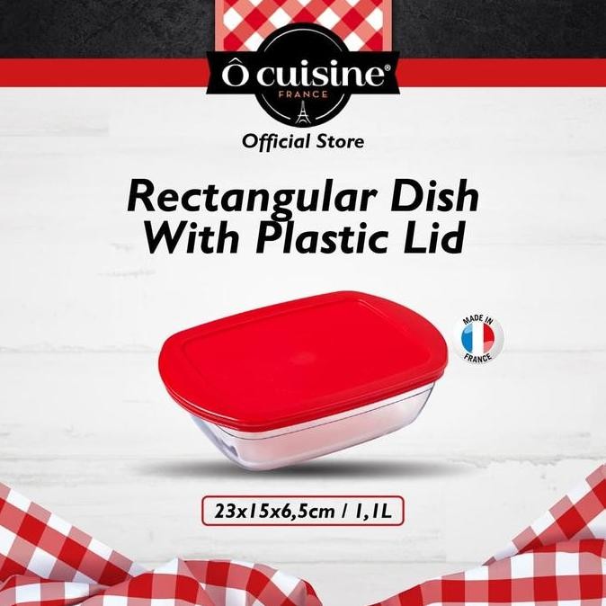 TERBARU - Loyang Kaca Ocuisine Rectangular Dish + Tutup .L