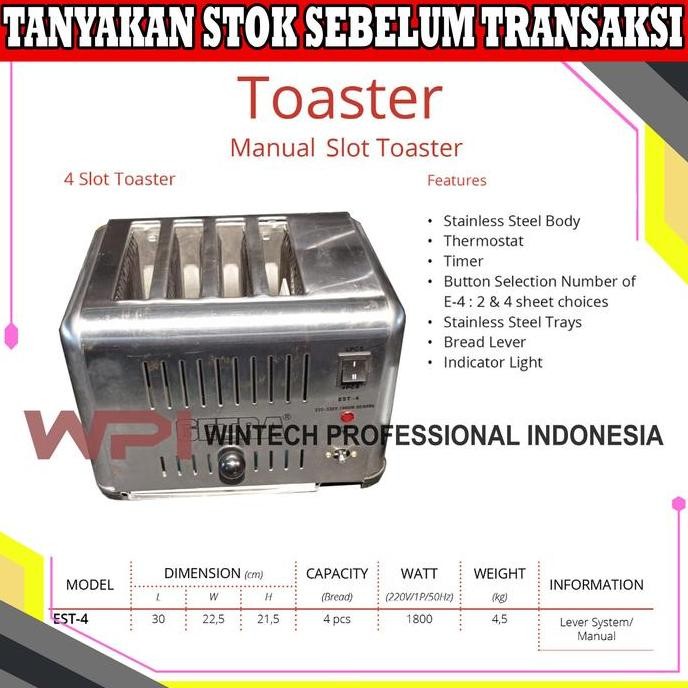 Getra Est-4 Toaster - Mesin Pemanggang Atau Panggangan Roti - Sistem Pengungkit / Manual Co