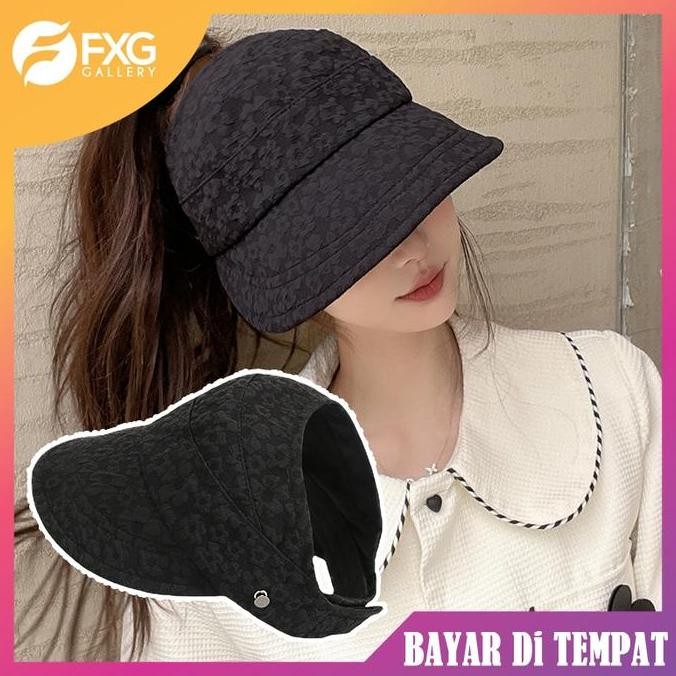 DV30 }} Topi Visor Lipat Wanita Style Korea Hat Casual Pelindung Sinar UV HAT19