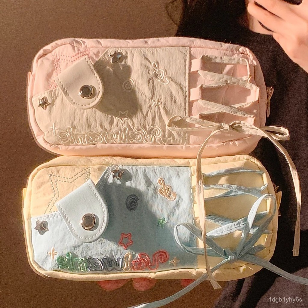 

Korean Style Pencil Case for Girls with High Aesthetic Value ins Large Capacity Student Pencil Case Niche Denim Pain Bag Dirt-Resistant G0GH