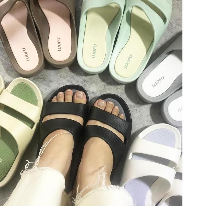 

LUOFU Sendal Selop Ban Dua PVC Wanita F2328-CS6W [B00] LS