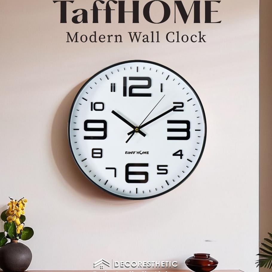Decoresthetic Taffhome Jam Dinding Quartz Kamar Kaca Jam Hiasan Dinding Aesthetic Minimalis