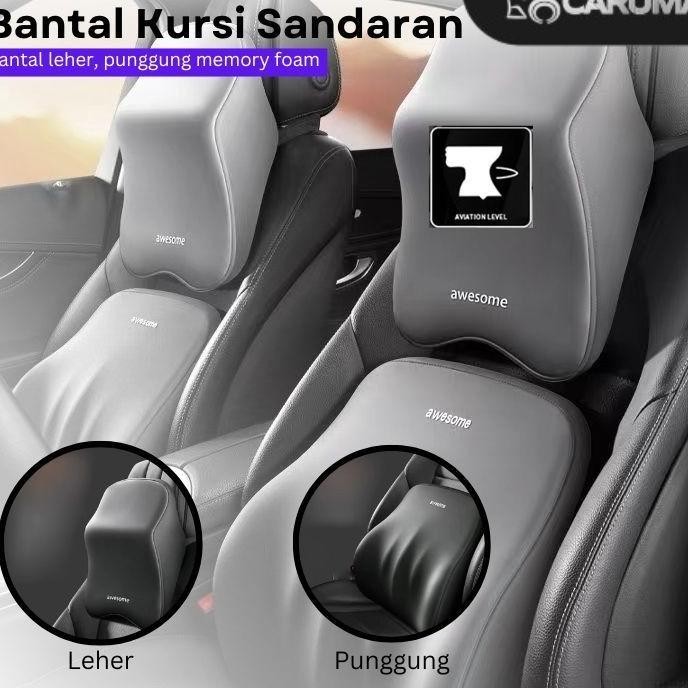 Bantal Kursi Mobil Sandaran Leher Punggung Memory Foam Bantal Leher Mobil Bantal 1 Set Mobil