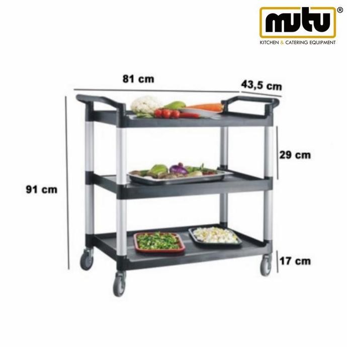 Troli Dorong Pengangkut Sisa Makanan Piring Kotor Restoran Hotel