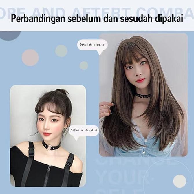 Wig Wanita Full Wig Rambut Wanita Kepala Rambut Palsu Wanita Korea Wig Rambut Wanita Full Wig Korea 