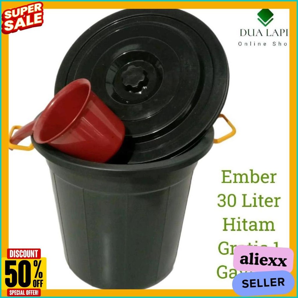 Sale Ember Plastik Warna Hitam 30 Liter Gagang Kuning Gratis Gayung