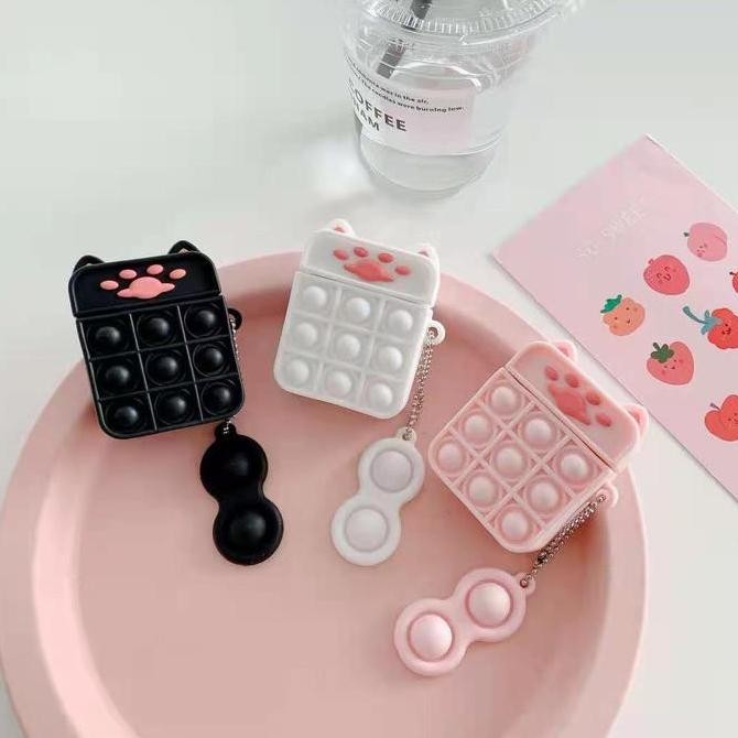DB251 }} Case Airpods Pro 1 2 Pop it Up Silicone TWS i12 i11 Pink Putih Hitam