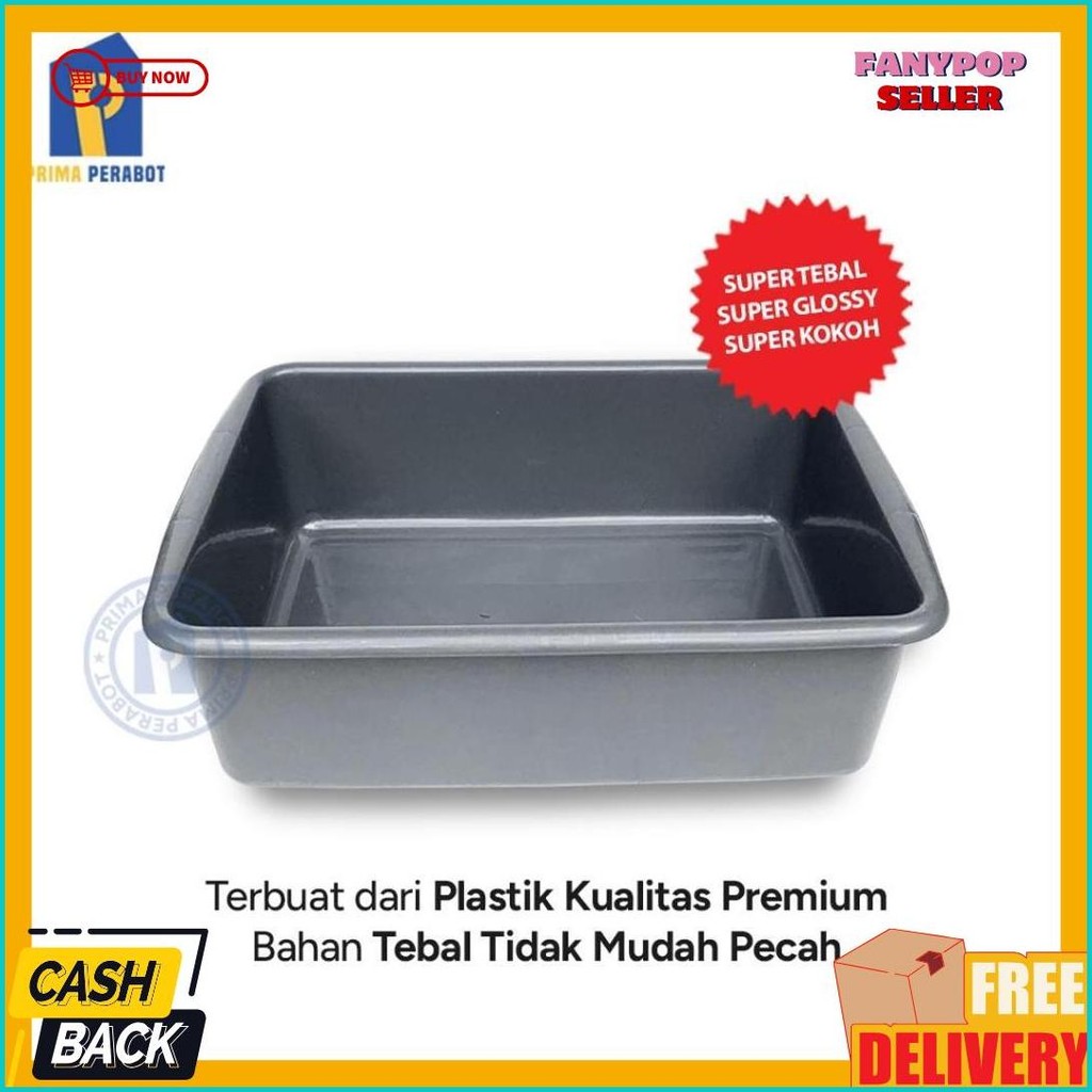 Diskon 50% Baskom Bak Segi Alaska Jumbo 52X15X38Cm Ember Persegi Serbaguna Abu