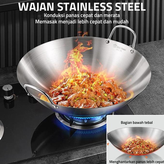Wajan Stainless Steel P070 - Wajan Stainless Steel Anti Lengket