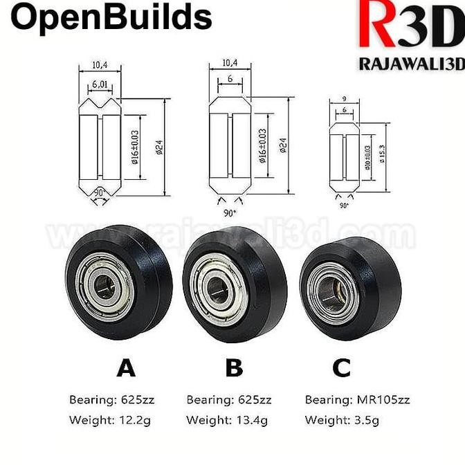 OpenBuilds CNC V-Slot POM Delrin V Wheel V-Wheel Dual W 625zz Bearing