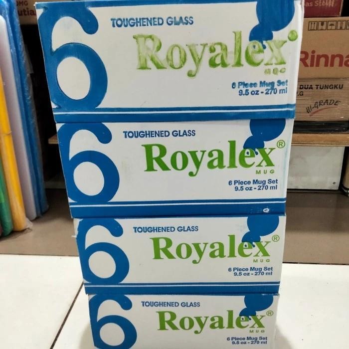 (Diskon) Gelas Kaca Royalex / Gelas Gagang 270 Ml / 6 Pc Gelas Kaca Royalex / Bestseller