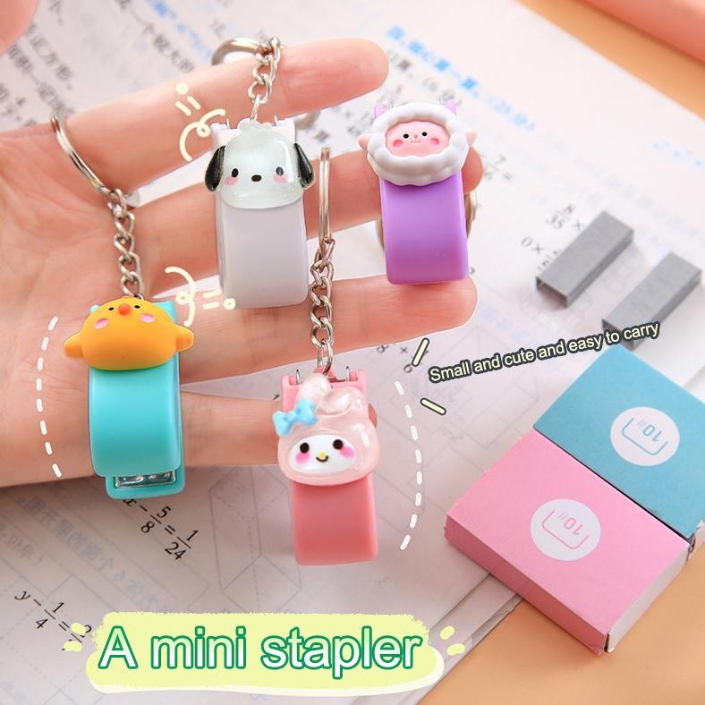 

We-12 CodStapler Mini Lucu Staples Mini Karater Gantungan Sanrio/Kuromi/Melody/Kunci Hekter Kartun Mini Portable Aesthetic Warna Warni Untuk Kantor Dan Sekolah Impor-Yinmer We-12