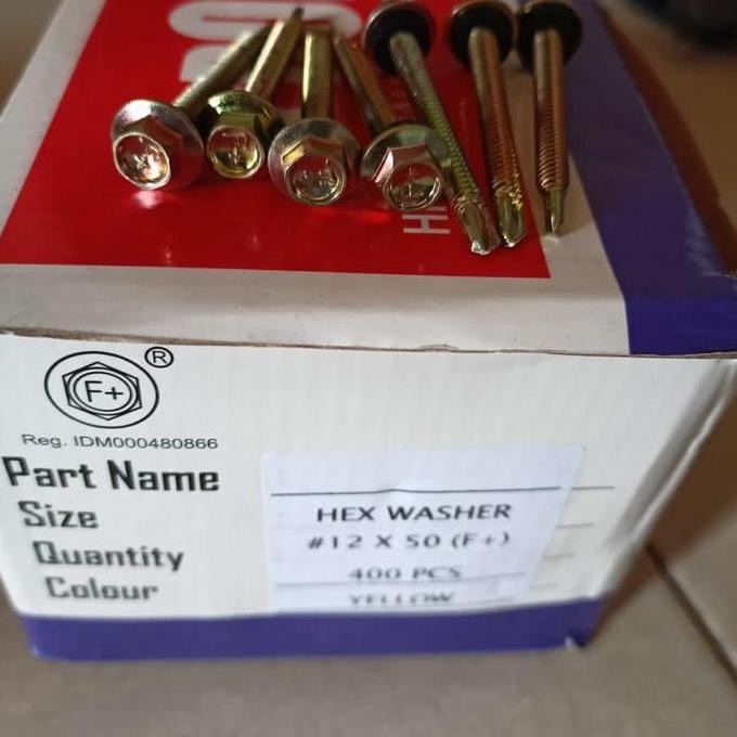 Sekrup/ Skrup Roofing 5 Cm / 12 X 50 Merek Profit 1 Dus @400Pcs Merek Profit 12 X 50 Roofing 5 Cm