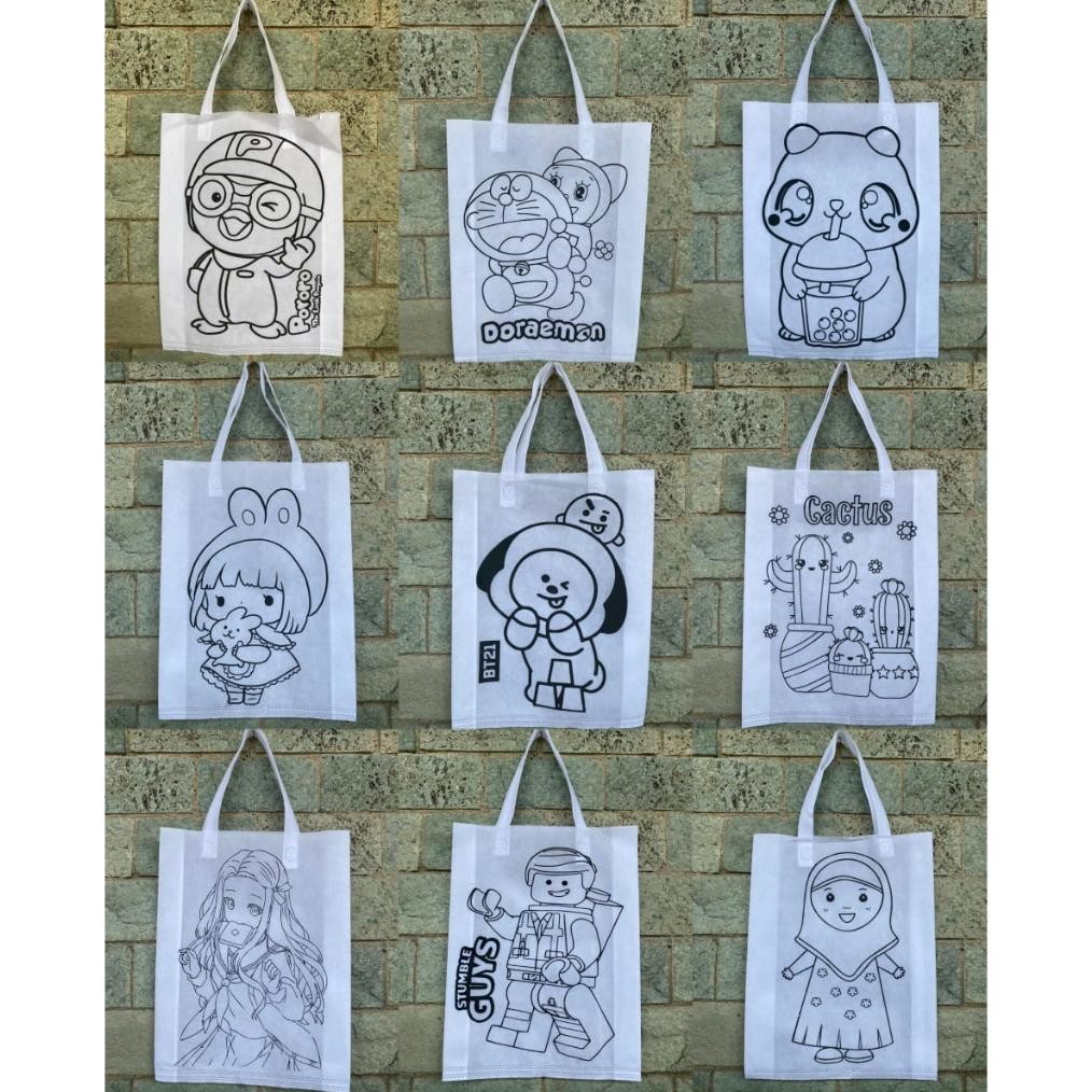 

Super Sale Paket 10 Pcs Tas Spunbond Mewarnai Tali 30X40X8 - Goodie Bag Mewarnai / Melukis Anak / Lukis Tas / Lukis Goody Bag / Tas Lukis Super Sale